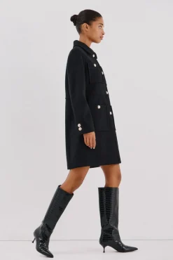 Cortefiel Casacos-Sobretudo com botões dourados Preto