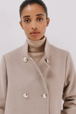 Cortefiel Casacos-Sobretudo com botões dourados Tostado