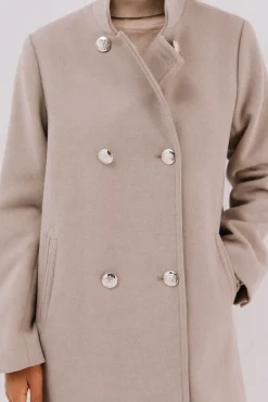 Cortefiel Casacos-Sobretudo com botões dourados Tostado