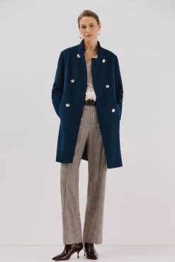 Cortefiel Casacos-Sobretudo com botões dourados Azul