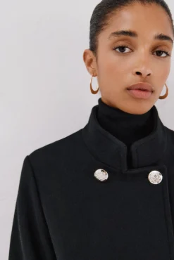 Cortefiel Casacos-Sobretudo com botões dourados Preto