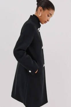 Cortefiel Casacos-Sobretudo com botões dourados Preto