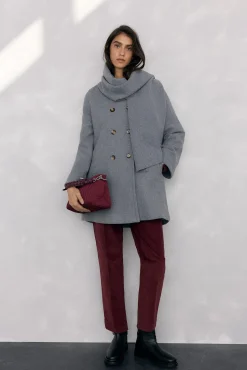 Pedro del Hierro Casacos-Sobretudo com cachecol Cizento