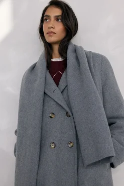 Pedro del Hierro Casacos-Sobretudo com cachecol Cizento