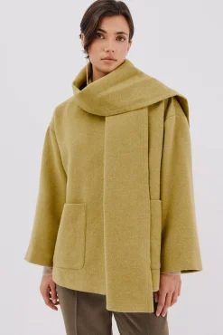 Cortefiel Casacos-Sobretudo com cachecol removível Amarelo