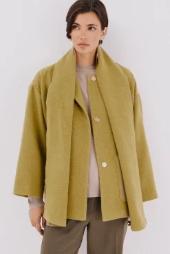 Cortefiel Casacos-Sobretudo com cachecol removível Amarelo