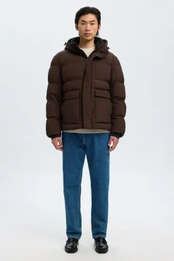 Selected Sobretudos|Ultralights-Sobretudo com capuz Castanho