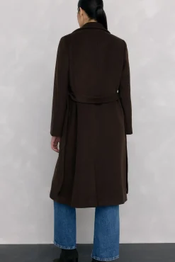 Pedro del Hierro Casacos-Sobretudo com gola de pele Marrom