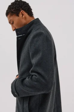 Cortefiel Sobretudos-Sobretudo com gola tira estruturada Cinzento