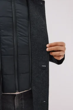 Cortefiel Sobretudos-Sobretudo com gola tira estruturada Cinzento