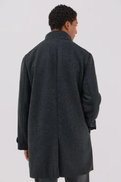 Cortefiel Sobretudos-Sobretudo com gola tira estruturada Cinzento