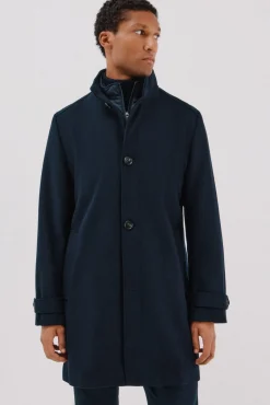 Cortefiel Sobretudos-Sobretudo com gola tira vistas removíveis Azul