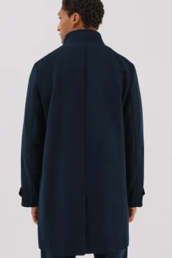 Cortefiel Sobretudos-Sobretudo com gola tira vistas removíveis Azul