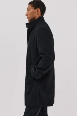 Cortefiel Sobretudos-Sobretudo com gola tira vistas removíveis Preto