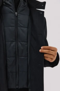 Cortefiel Sobretudos-Sobretudo com gola tira vistas removíveis Preto