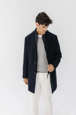 elPulpo Sobretudos-Sobretudo com peito de tecido destacável Azul