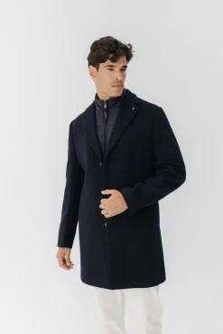 elPulpo Sobretudos-Sobretudo com peito de tecido destacável Azul