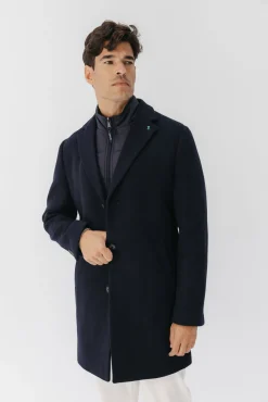 elPulpo Sobretudos-Sobretudo com peito de tecido destacável Azul