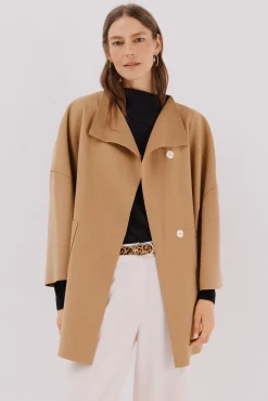 Cortefiel Casacos-Sobretudo com tecido leve Tostado