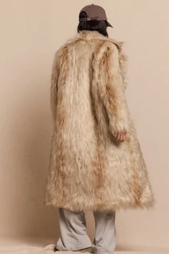 Slowlove Casacos-Sobretudo comprido efeito pelo Tostado