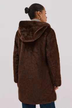 Cortefiel Casacos|Acolchoados E Agasalhos-Sobretudo comprido reversível efeito pelo Castanho