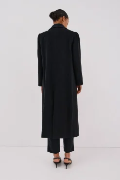 Cortefiel Casacos-Sobretudo comprido tecido italiano Preto