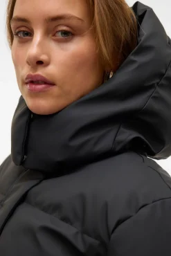 Vero Moda Casacos|Acolchoados E Agasalhos-Sobretudo curto acolchoado encerado Preto