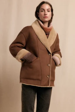 Slowlove Casacos-Sobretudo curto com efeito dupla face Tostado