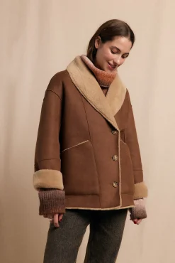 Slowlove Casacos-Sobretudo curto com efeito dupla face Tostado