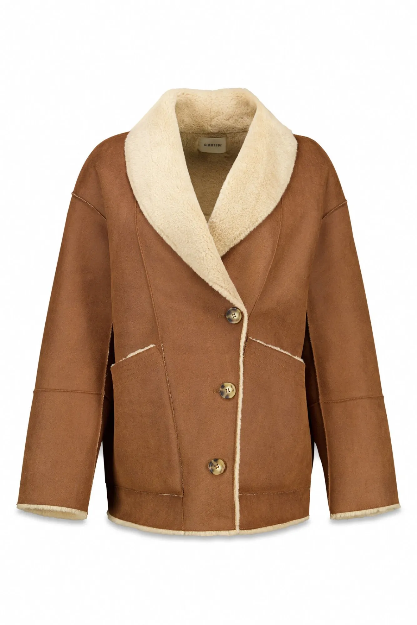 Slowlove Casacos-Sobretudo curto com efeito dupla face Tostado