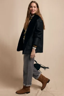 Slowlove Casacos-Sobretudo curto com efeito dupla face Preto