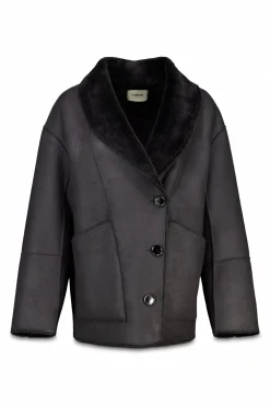 Slowlove Casacos-Sobretudo curto com efeito dupla face Preto