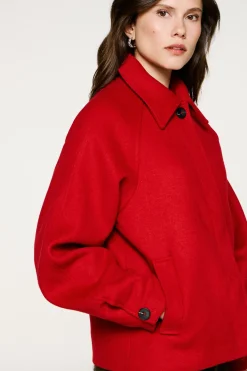 Selected Sobretudos|Casacos-Sobretudo curto de lã Vermelho