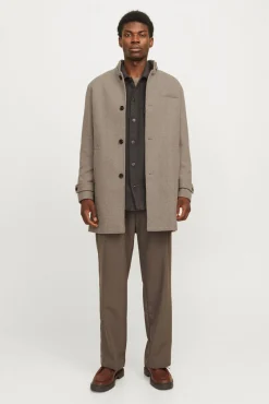 Jack & Jones Sobretudos-Sobretudo curto de lã com gola alta Tostado