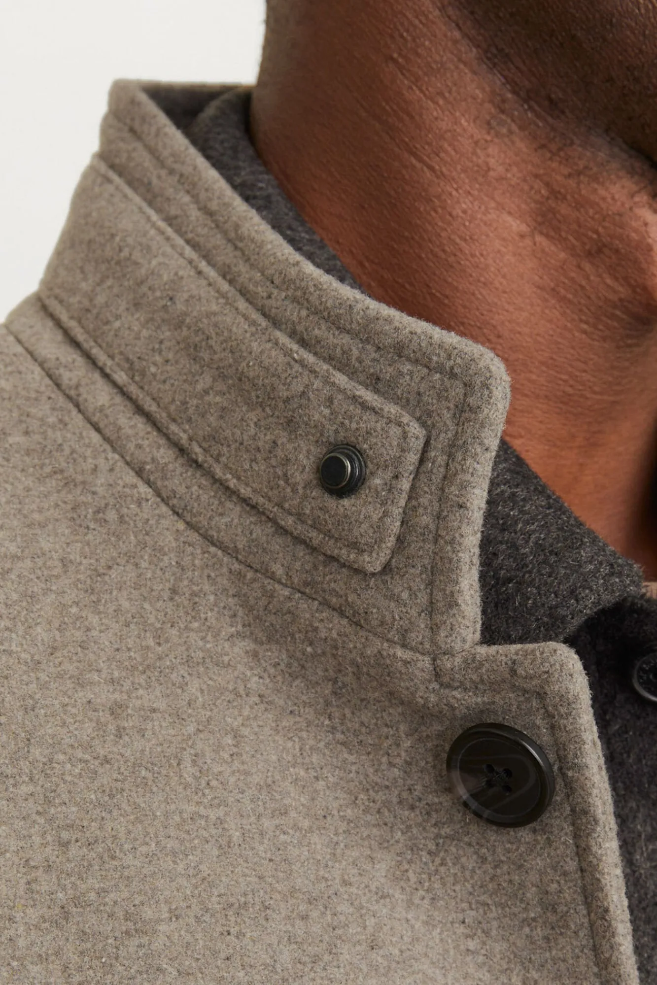 Jack & Jones Sobretudos-Sobretudo curto de lã com gola alta Tostado