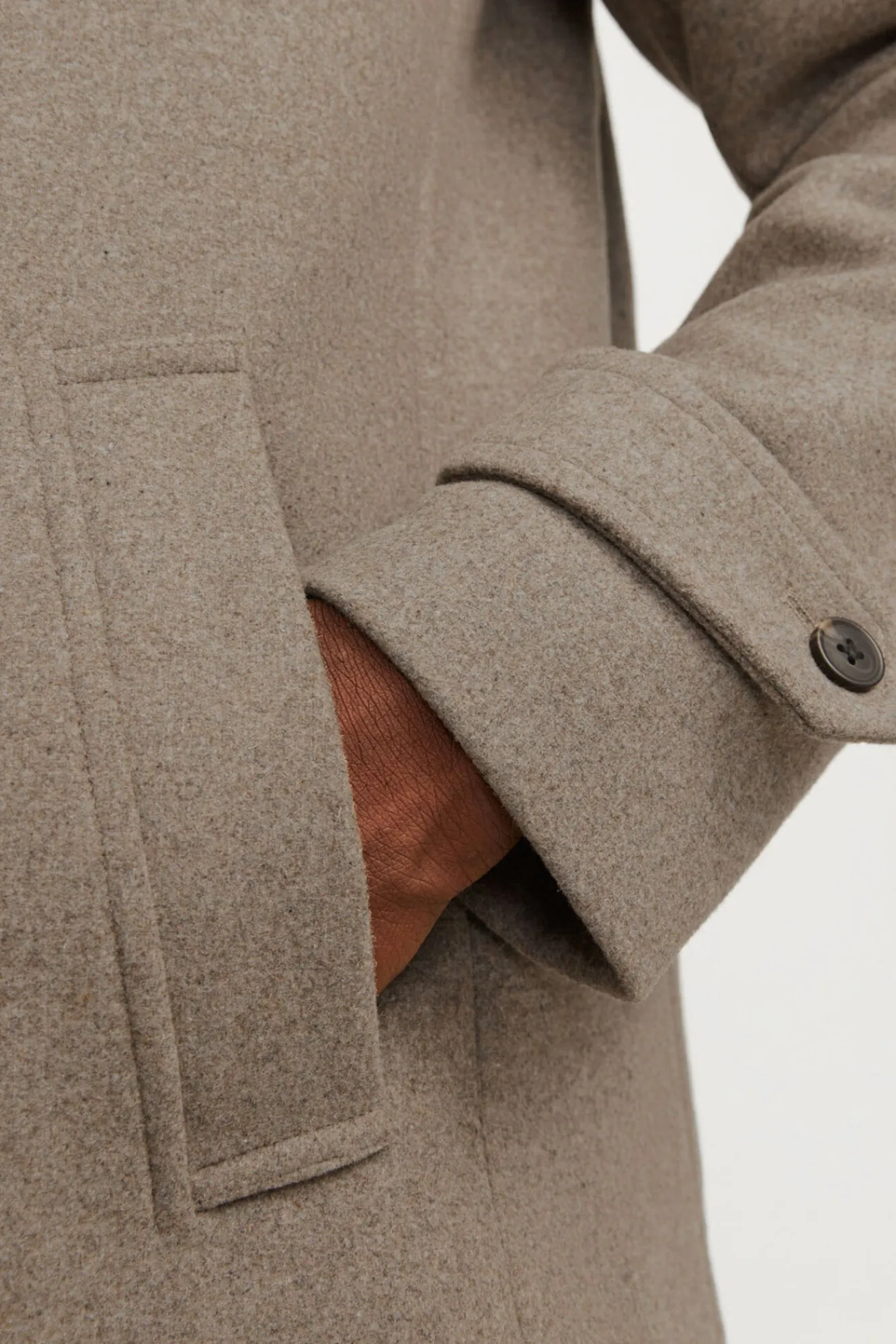 Jack & Jones Sobretudos-Sobretudo curto de lã com gola alta Tostado