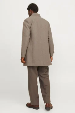 Jack & Jones Sobretudos-Sobretudo curto de lã com gola alta Tostado