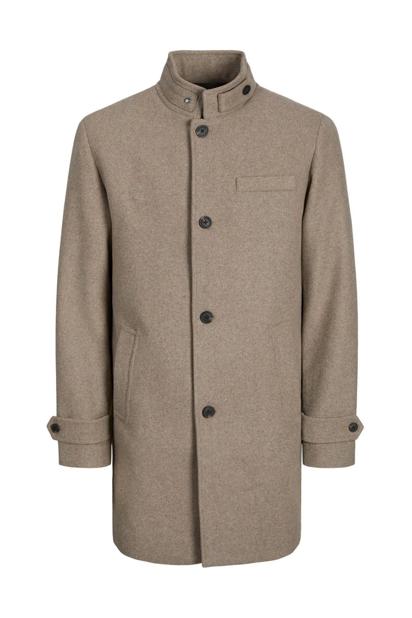 Jack & Jones Sobretudos-Sobretudo curto de lã com gola alta Tostado