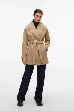 Vero Moda Sobretudos|Casacos-Sobretudo curto de pano Castanho