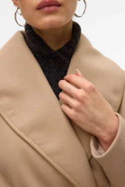 Vero Moda Sobretudos|Casacos-Sobretudo curto de pano Castanho