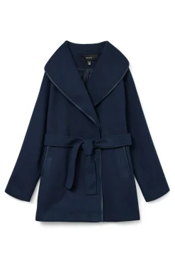 Vero Moda Sobretudos|Casacos-Sobretudo curto de pano Azul