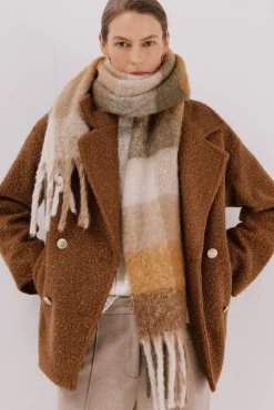 Cortefiel Casacos-Sobretudo curto de tecido macia Castanho