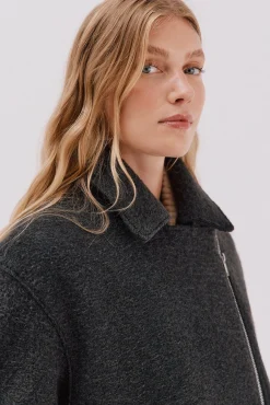 Cortefiel Casacos-Sobretudo curto estilo biker Cinzento