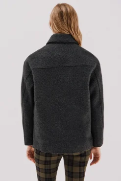 Cortefiel Casacos-Sobretudo curto estilo biker Cinzento