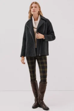 Cortefiel Casacos-Sobretudo curto estilo biker Cinzento