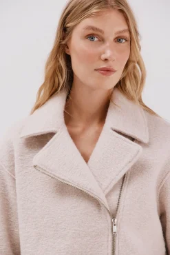 Cortefiel Casacos-Sobretudo curto estilo biker Ecru