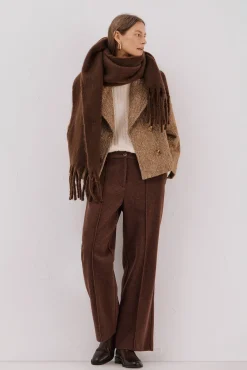 Cortefiel Casacos-Sobretudo curto tecido Castanho