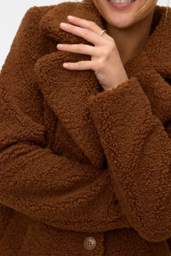 Vero Moda Casacos-Sobretudo de borrego Castanho