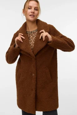 Vero Moda Casacos-Sobretudo de borrego Castanho