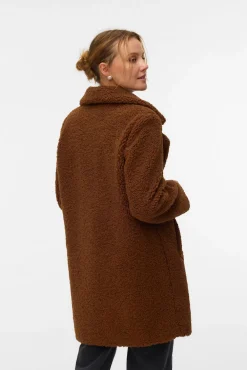 Vero Moda Casacos-Sobretudo de borrego Castanho